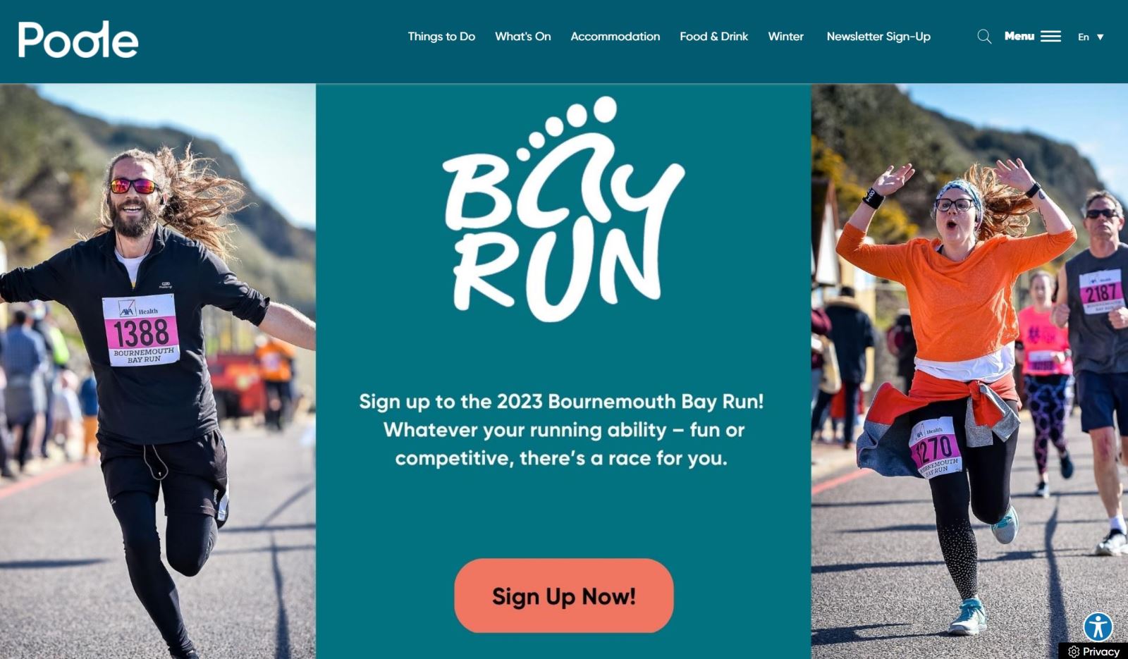 Example of Bay Run advert on the Poole website 